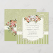 Invitation Vintage Antique Roses (Devant / Derrière)