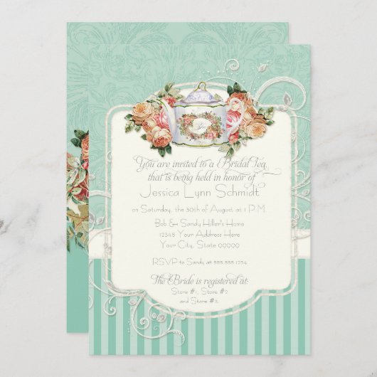 Invitation Vintage Antique Roses (Devant / Derrière)