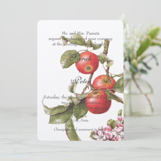 Invitation Vintage Apple Blossom (Debout devant)