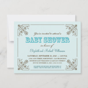 Invitation Vintage Aqua Blue Baby shower