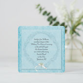 Invitation Vintage Aqua Damask (Debout devant)