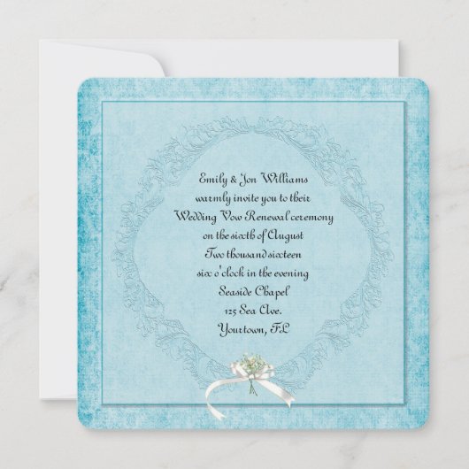 Invitation Vintage Aqua Damask (Devant)