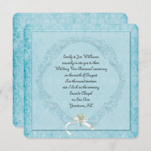 Invitation Vintage Aqua Damask