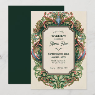 Invitation Vintage aquarelle feuillage art nouveau cadre