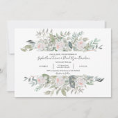 Invitation Vintage Aquarelle Fleurs blanches Mariage de cadre (Devant)