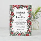 Invitation vintage aquarelle noël verdure mariage chic  (Debout devant)