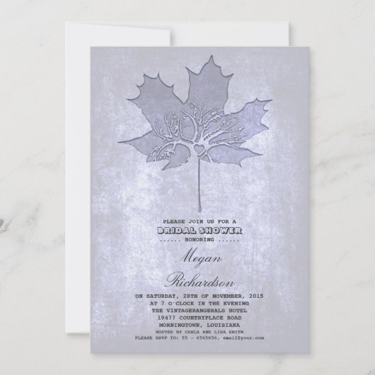 Invitation Vintage arbre à feuilles romantique douche nuptial (Devant)