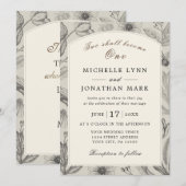 Invitation Vintage Arc Floral Frame Mariage chrétien (Devant / Derrière)
