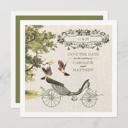 Invitation Vintage Art Burlap Texture Enregistrer le Mariage (Devant / Derrière)