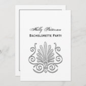 Invitation Vintage Art Déco Argent Plume Arabesque (Devant / Derrière)