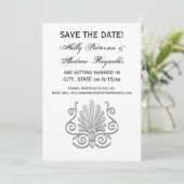Invitation Vintage Art Déco Argent Plume Arabesque (Debout devant)