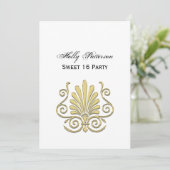 Invitation Vintage Art Déco Gold Plume Arabesque (Debout devant)