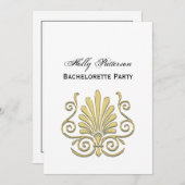 Invitation Vintage Art Déco Gold Plume Arabesque (Devant / Derrière)