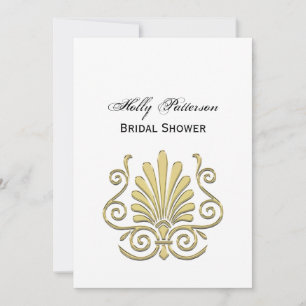Invitation Vintage Art Déco Gold Plume Arabesque