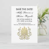 Invitation Vintage Art Déco Gold Plume Arabesque (Debout devant)