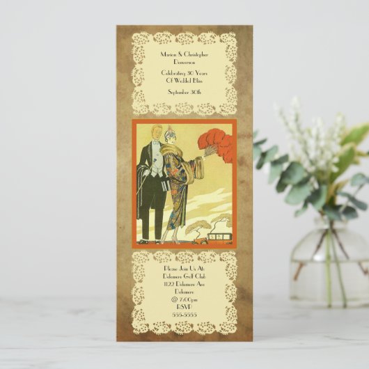 Invitation Vintage ~ Art Déco ~ Parti (Debout devant)