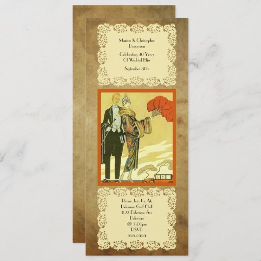 Invitation Vintage ~ Art Déco ~ Parti (Devant / Derrière)