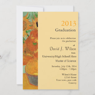 Invitation Vintage art douze tournesols graduation