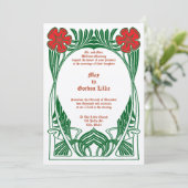 Invitation Vintage Art Nouveau Cadre à deux Fleurs (Debout devant)