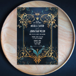 Invitation Vintage Art Nouveau Cadre Floral Alfonse Mucha