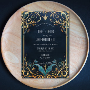 Invitation Vintage Art Nouveau Cadre Floral Alfonse Mucha