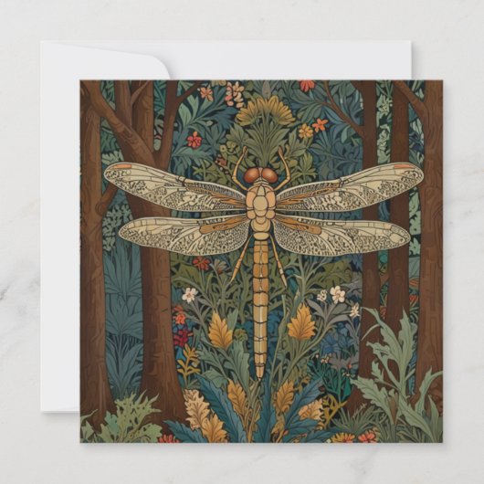 Invitation Vintage art nouveau déco dragonfly boho chic (Devant)