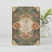 Invitation Vintage Art Nouveau Floral Mariage (Debout devant)