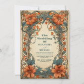 Invitation Vintage Art Nouveau Floral Mariage (Devant)