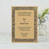 Invitation Vintage Art Nouveau Peacock Feathers Frame Wedding (Debout devant)