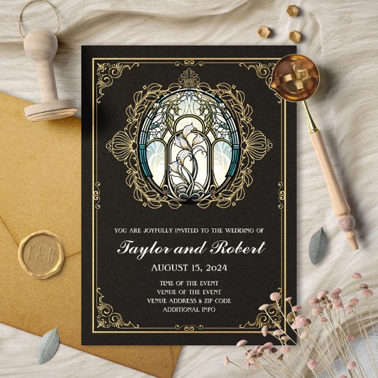 Invitation vintage Art Nouveau Vitrail