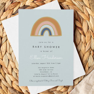 Invitation vintage au Baby shower arc-en-ciel