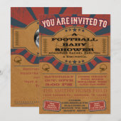 Invitation Vintage au Baby shower de football (Devant / Derrière)