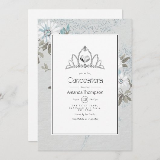 Invitation Vintage automne - automne blanc Quinceañera (Devant / Derrière)