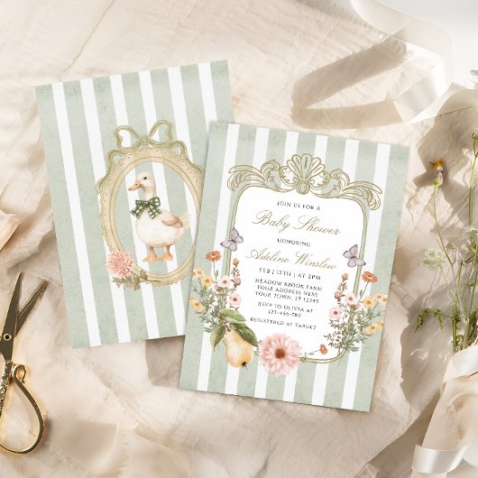 Invitation Vintage automne Baby shower floral