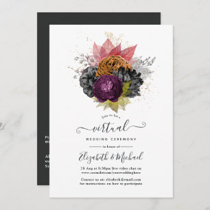 Invitation Vintage Automne Floral en ligne Mariage virtuel