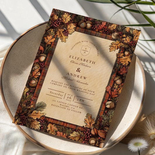 Invitation Vintage Autumn Woodland Romance