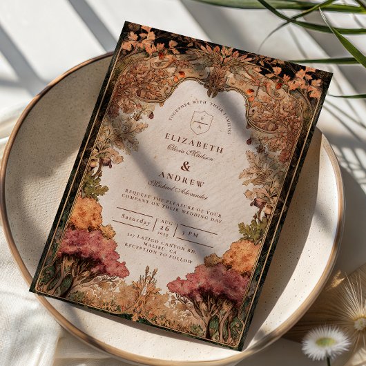 Invitation Vintage Autumn Woodland Wedding