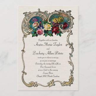 Invitation Vintage avec cadre et roses