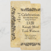 Invitation vintage avec frontières ordonnées Varia (Devant / Derrière)