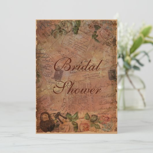 Invitation Vintage avec Serrure et Clés (Debout devant)