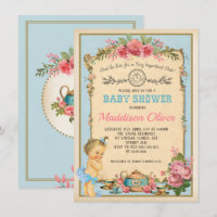Vintage Baby Alice dans Wonderland Tea Party Invit