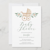 Invitation vintage Baby shower aquarelle (Devant)