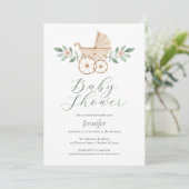 Invitation vintage Baby shower aquarelle (Debout devant)
