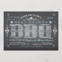 Invitation vintage Baby shower BBQ Chalkboard Boy