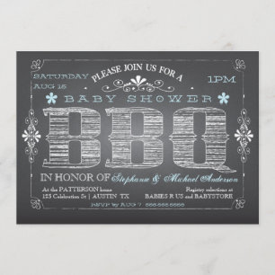 Invitation vintage Baby shower BBQ Chalkboard Boy