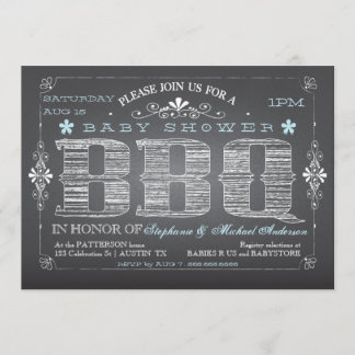 Invitation vintage Baby shower BBQ Chalkboard Boy