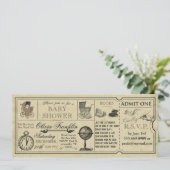 Invitation vintage Baby shower de billets (Debout devant)