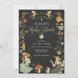 Invitation Vintage baby shower de contes de fées magiques