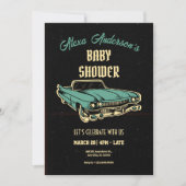 Invitation vintage baby shower de voiture Garage (Devant)