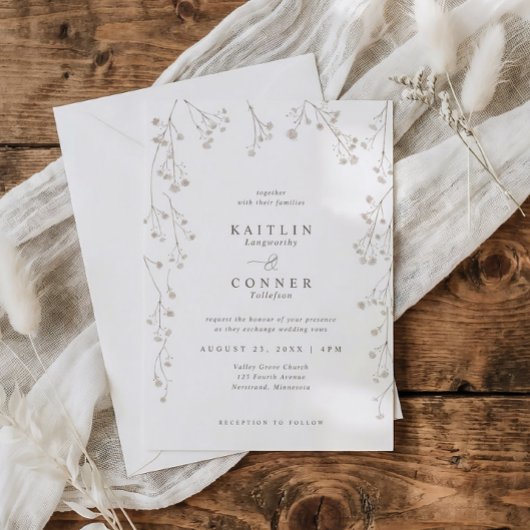 Invitation Vintage Baby's Breath Delicate Wildflower Wedding